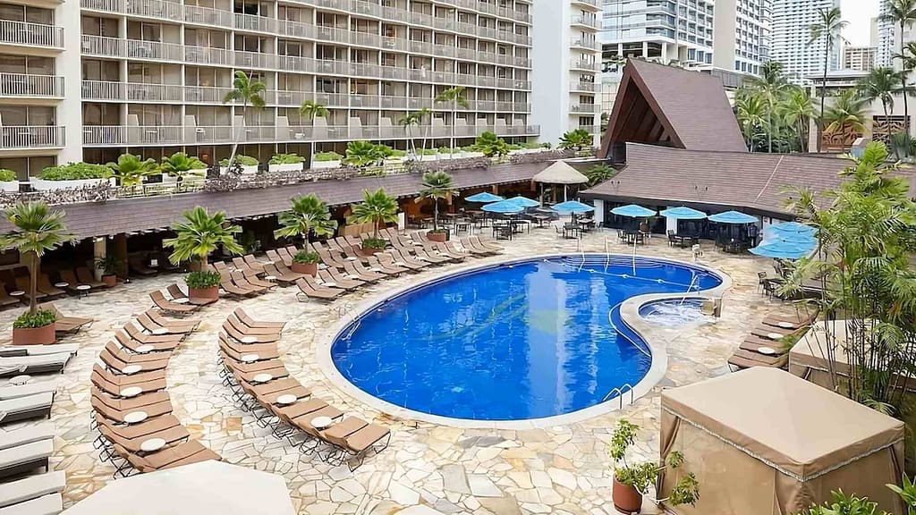 pool view at Hoku Lele Resort on Oauha