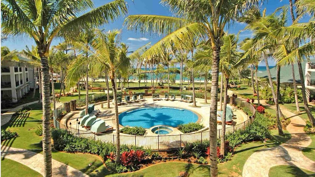 tropical and pool view at Lani Moana Villas Hawaii luxury
