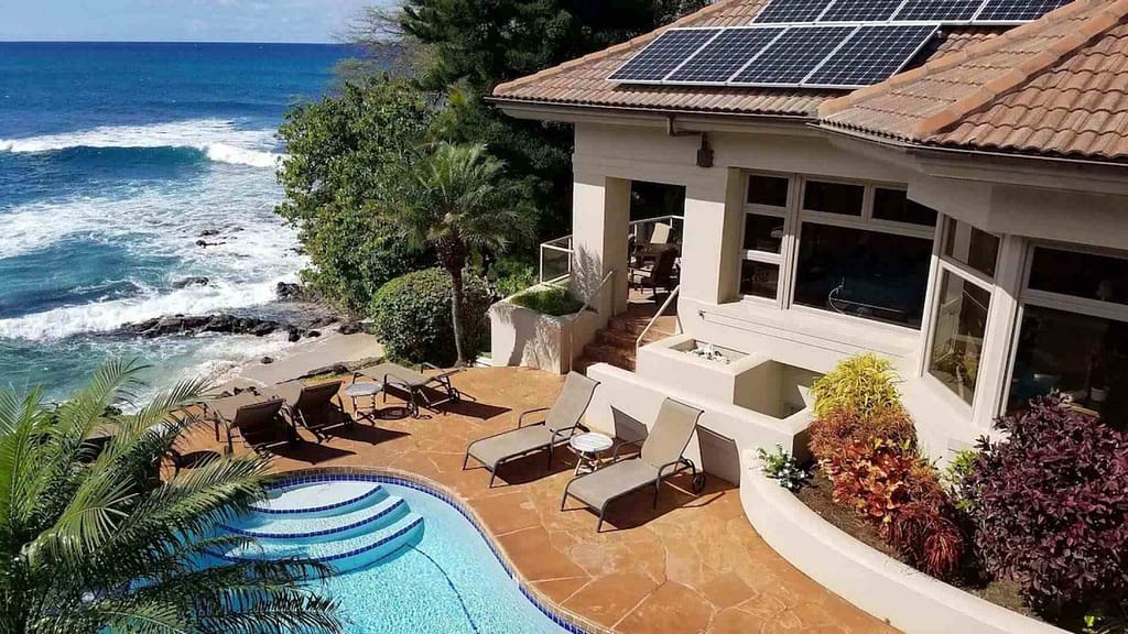 ocean view from pool side of Aloha Kai Estate Hawaii Luxury rental
