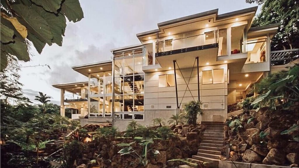 stunning exterior of Makani Nui Estate Hawaii property rental