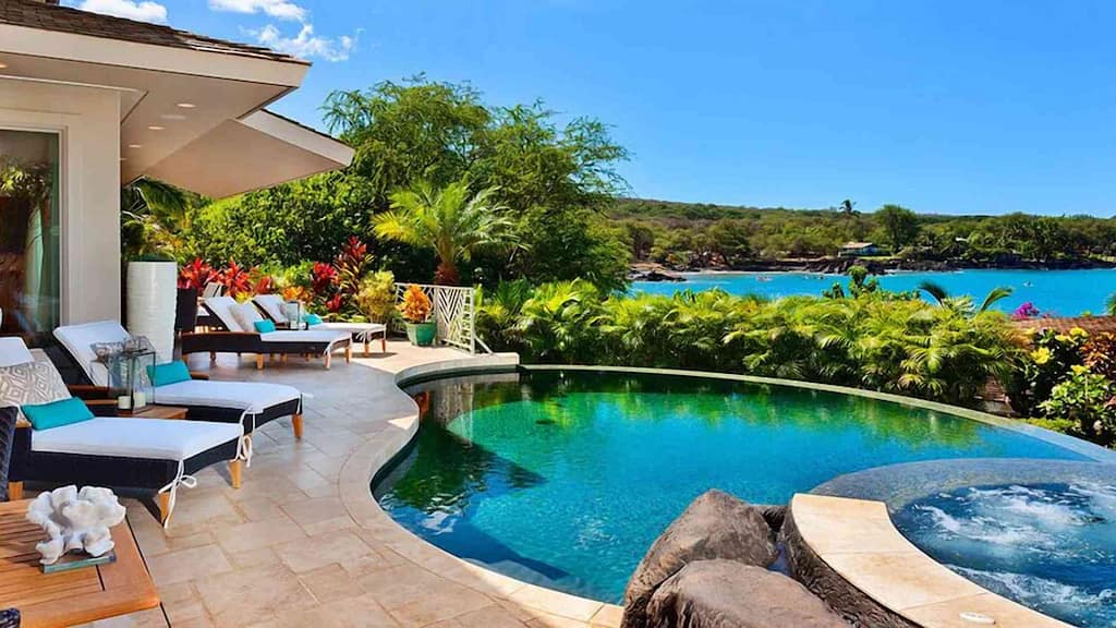 Poolside from Maui luxury property Makena Garden